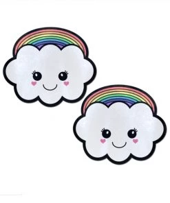 Pastease Womens Rainbow Kawaii Cloud Nipple Pasties