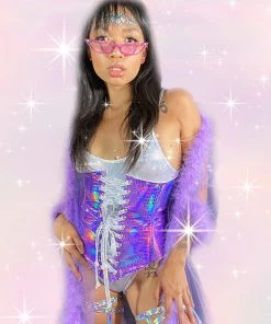 J. Valentine Holographic Snake Lace-Up Corset