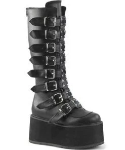 Pleasers Demonia Damned Matte Black Knee High Boots Shoes