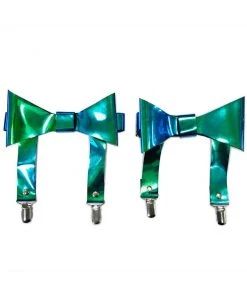 Daisy's Corsets Teal/Blue Holo Bow Leg Garters