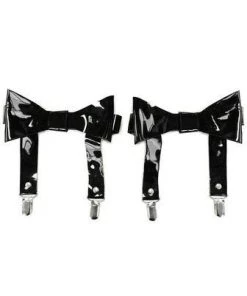 Daisy's Corsets New Black Patent Bow Leg Garters