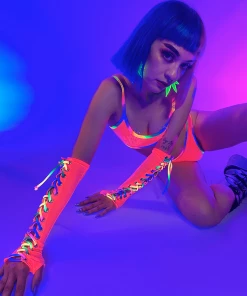 J. Valentine Over The Rainbow Lace Up Mesh Gloves