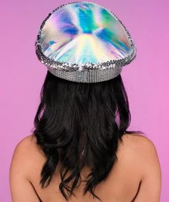 KBW New Pearl & Chain Silver Captain Hat 8 KBW New Pearl & Chain Silver Captain Hat