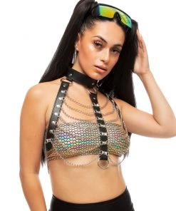 AE Heart Assassin Holographic Harness Chain Top