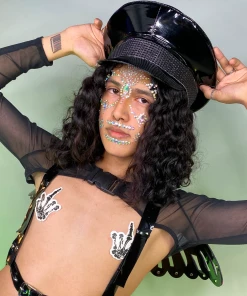 Leg Avenue Womens Rhinestone Trimmed Military Hat