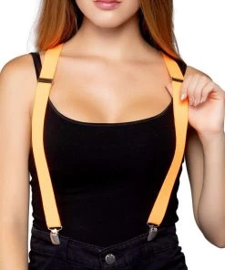 Leg Avenue Womens Stretchy Neon Elastic Clip On Suspenders