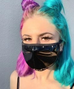 Shark Accessories Black Wet Look Vinyl Face Mask