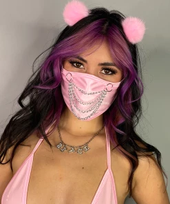 Neva Nude Diamond Heart Mesh Jewel Face Mask