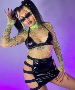 OhYes Fashion New Cover Of Darkness Black Vinyl Bralette