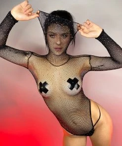 Leg Avenue Bodysuits Yours Truly Hooded Fishnet Teddy