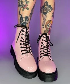 Qupid Bubblegum Pink Lace-Up Boots