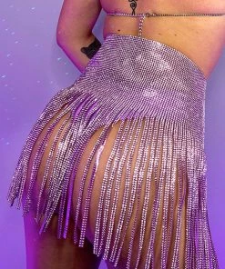 Hengda Lavender Fairytale Rhinestone Fringe Skirt