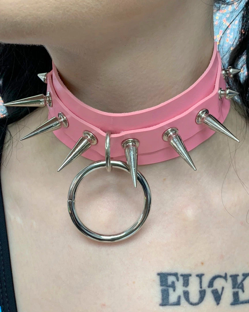 AE Spiked & Studded O-Ring Faux Leather Choker 11 AE Spiked & Studded O-Ring Faux Leather Choker
