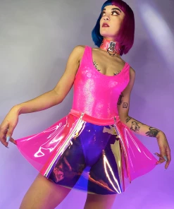 J. Valentine Cyber Prom Vinyl PVC Dual Zipper Skirt New