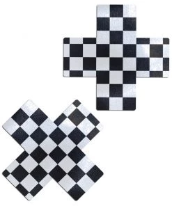 Pastease Womens Plus X: Black & White Checker Nipple Pasties