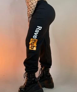 555stickers Rave Hub Black Sweatpants Womens