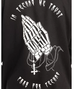 555stickers Outerwear Pray For Techno Skeleton Hoodie