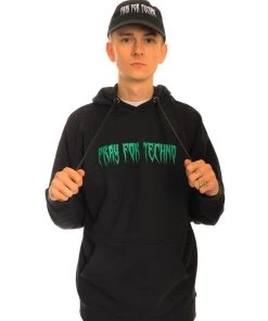 555stickers Green Pray For Techno Hoodie Mens