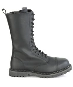 Pleasers Mens Demonia Black Unisex Mid-Calf Steel Toe Boot