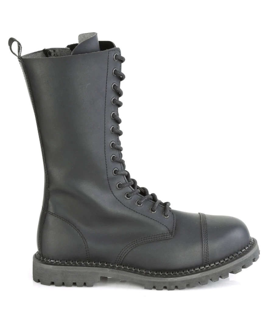 Pleasers Mens Demonia Black Unisex Mid-Calf Steel Toe Boot 1 Pleasers Mens Demonia Black Unisex Mid-Calf Steel Toe Boot