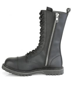 Pleasers Mens Demonia Black Unisex Mid-Calf Steel Toe Boot