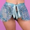 J. Valentine Aqua Sequin Net Tie Skirt New