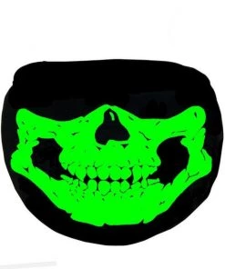 AE Mens Skull Glow In The Dark/Blacklight Reactive Black Cloth Face Mask