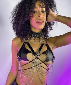 AE Fallen Star Faux Leather Bikini Top Womens