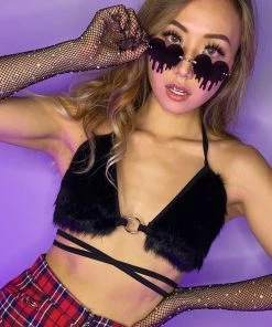 AE Rave Tops Plush Babe Furry Wrap Around Bikini Top