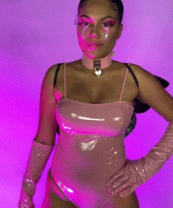 Forplay Bubblegum Pink Vinyl Bodysuit Womens
