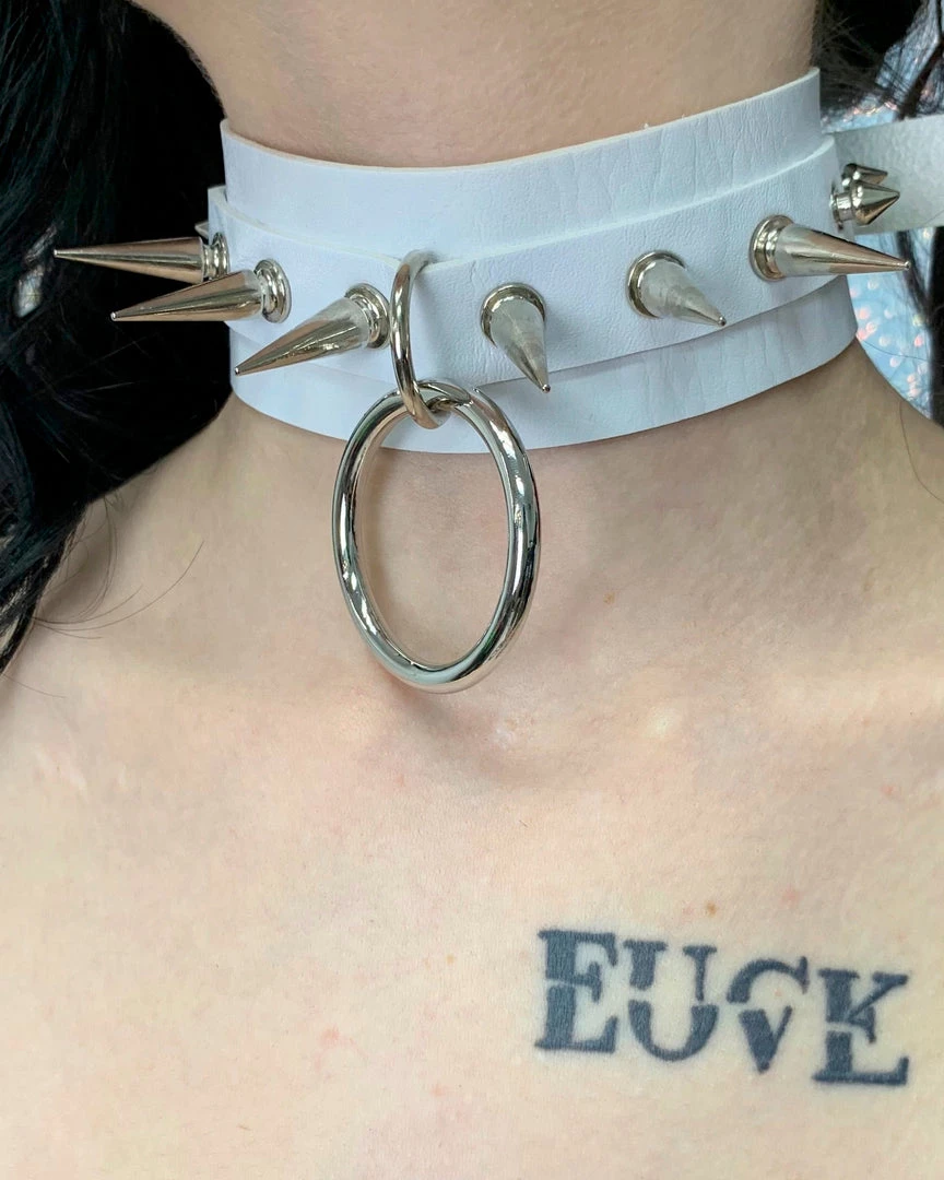 AE Spiked & Studded O-Ring Faux Leather Choker 9 AE Spiked & Studded O-Ring Faux Leather Choker