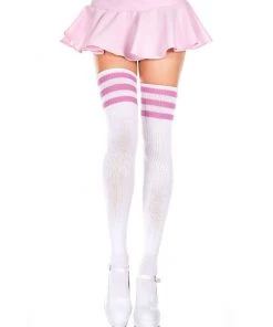 Music Legs Striped Athletic Thigh High Socks Accessories